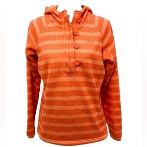 The North Face  Striped Orange Women’s Hoodies Sweatershirt button pullover Sz L